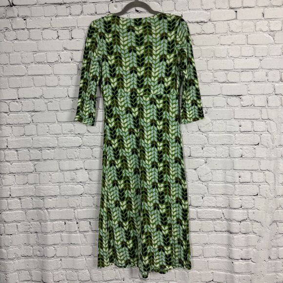 Boden Knit Knot Twist Front Jersey Printed Midi Day Dress Womens 6 Green Multi - Picture 8 of 11